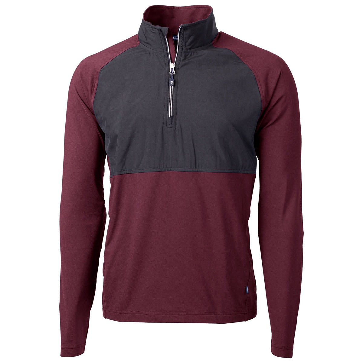 Cutter & Buck Men's Bordeaux/Black Adapt Eco Knit Hybrid Recycled Quarter Zip - Your Active Lifestyle Essential