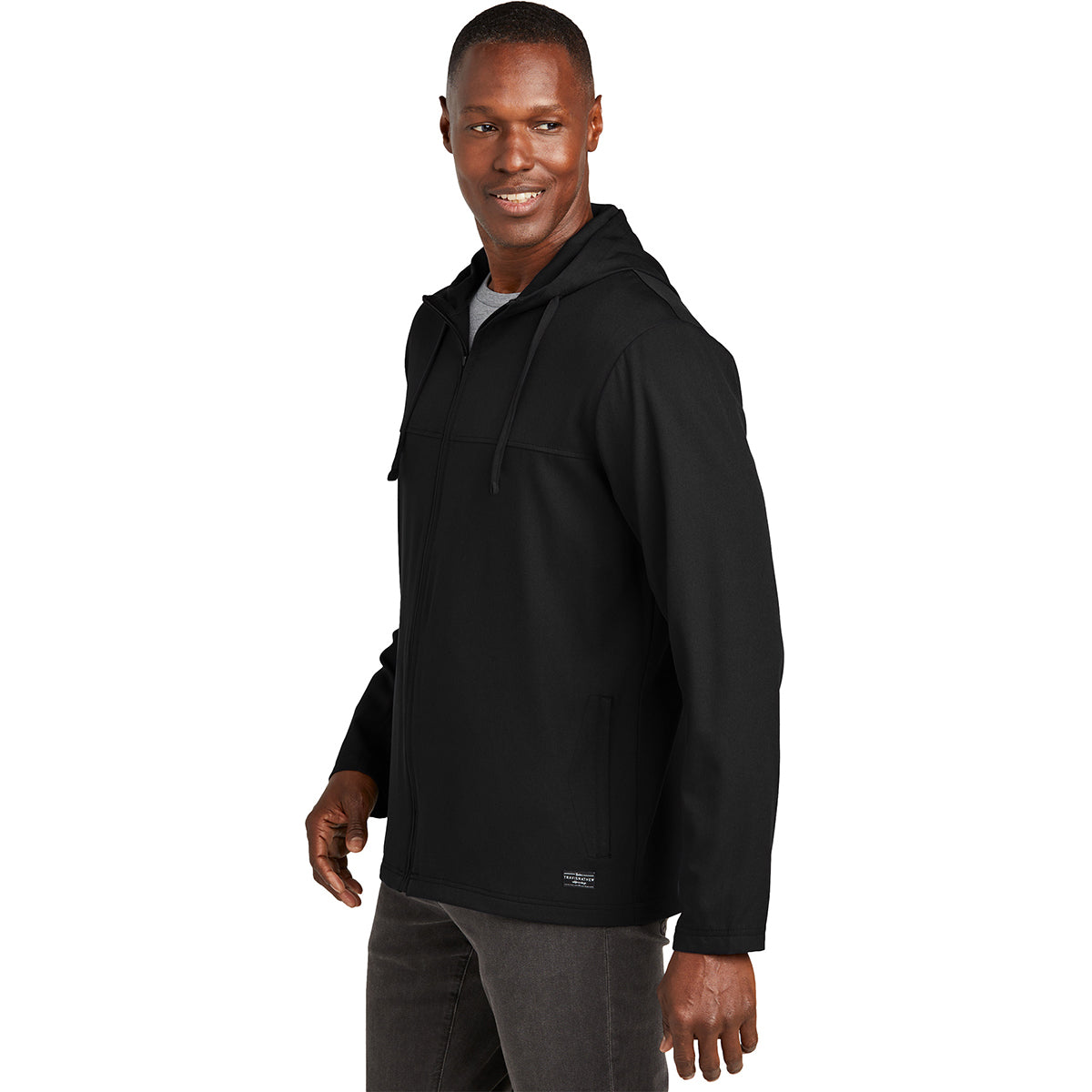 TravisMathew Men's Stylish Black Balboa Hooded Full-Zip Jacket