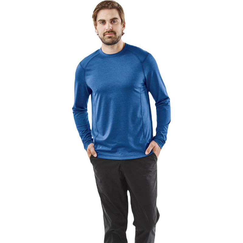 Stormtech Men's Classic Blue Heather Milano Long-Sleeve Crew Neck: Your Cold-Weather Essential