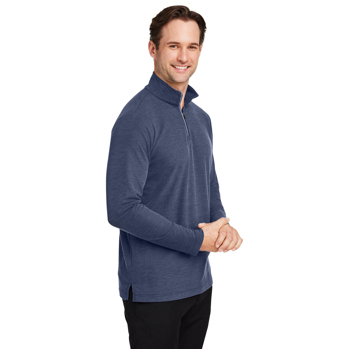 Core 365 Men's Classic Navy Heather Fusion ChromaSoft Pique Quarter-Zip: The Ultimate Work and Play Top