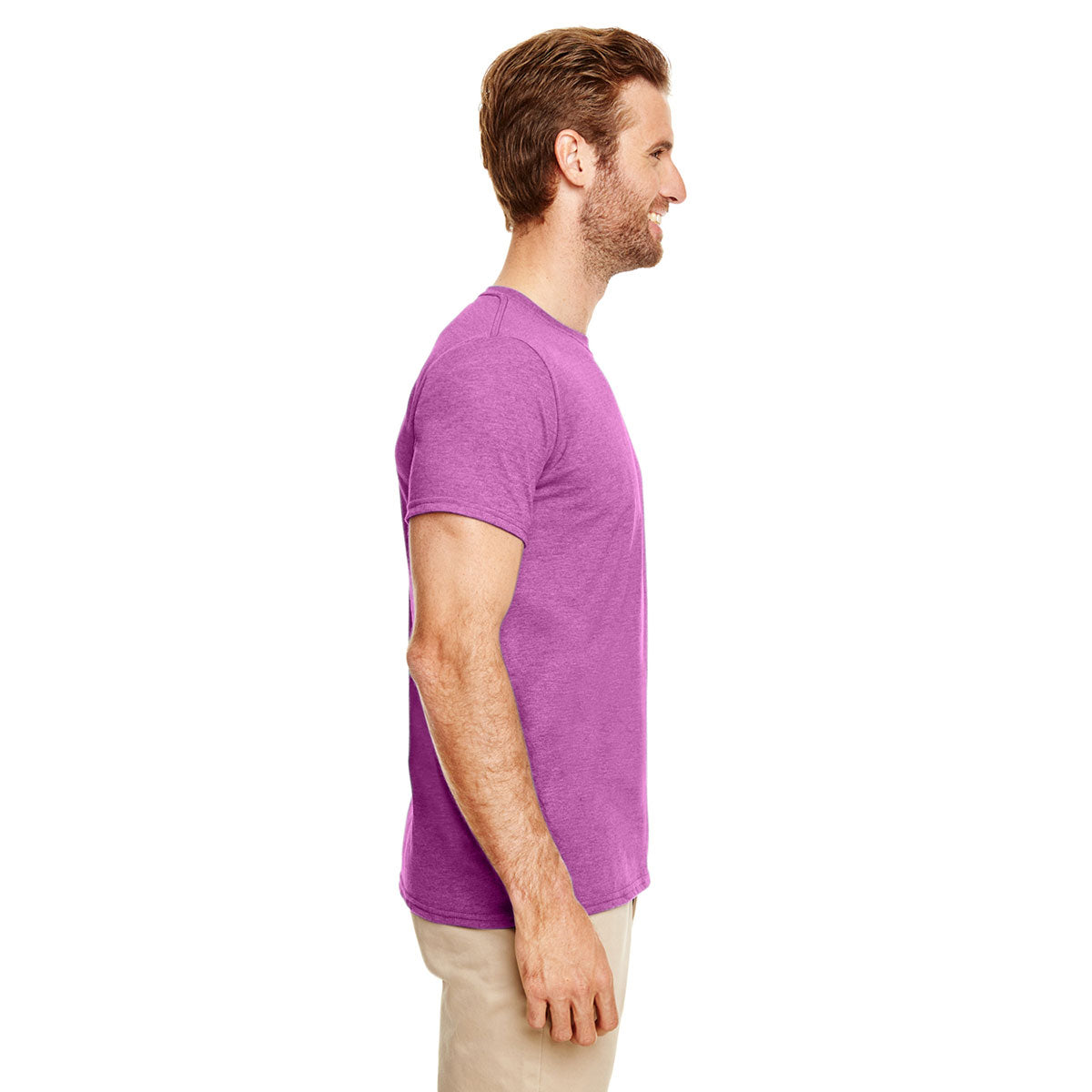 Gildan Men's Softstyle 4.5 oz. Heather Radiant Orchid T-Shirt - A Stylish and Durable Choice!