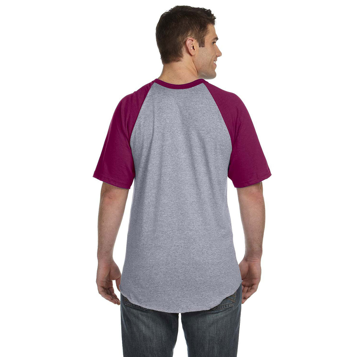 Augusta Sportswear Men's Athletic Short-Sleeve Baseball Jersey in Heather/Maroon - A Must-Have!