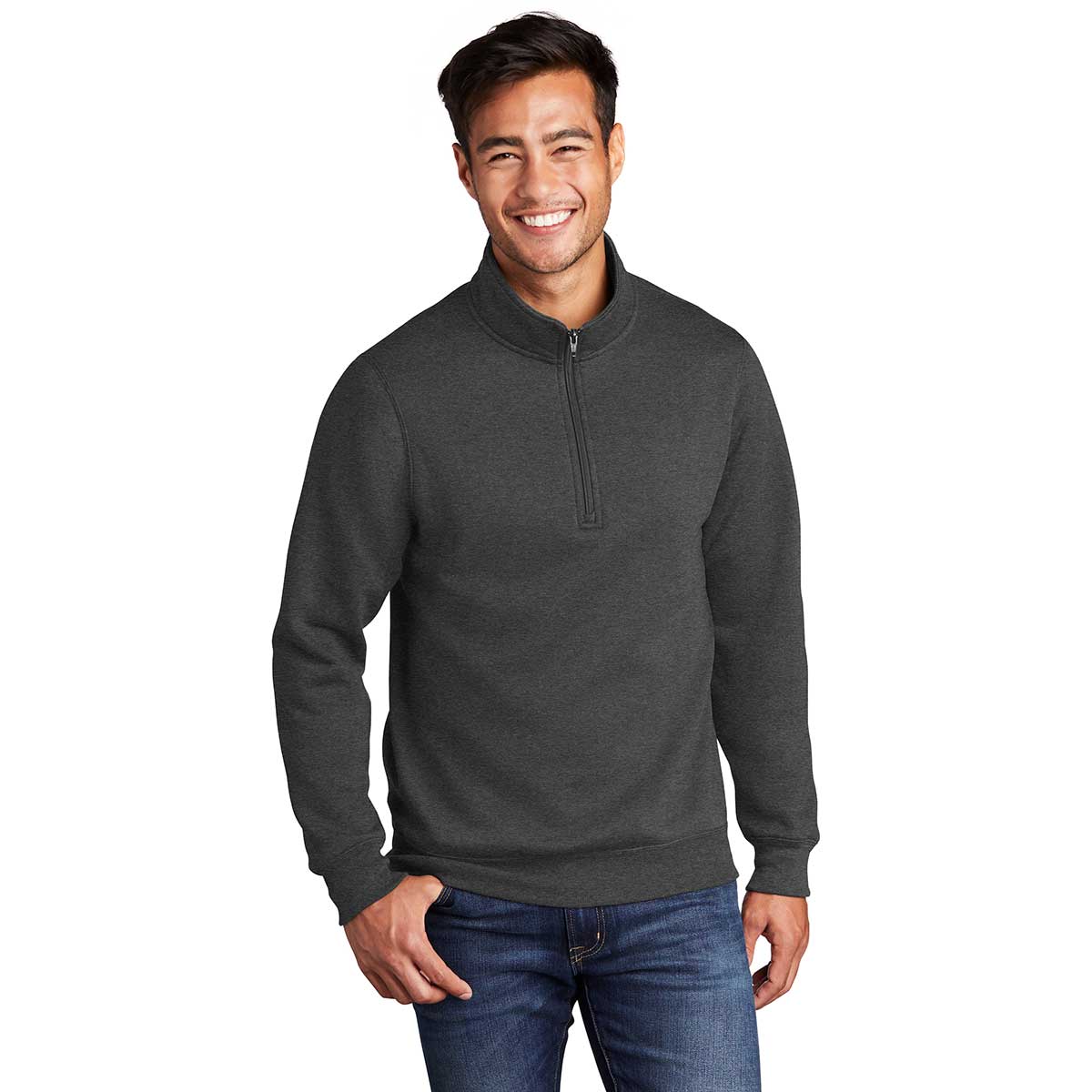 Port & Company Men's Dark Heather Grey Core Fleece 1/4 Zip: The Ultimate Pullover Sweatshirt