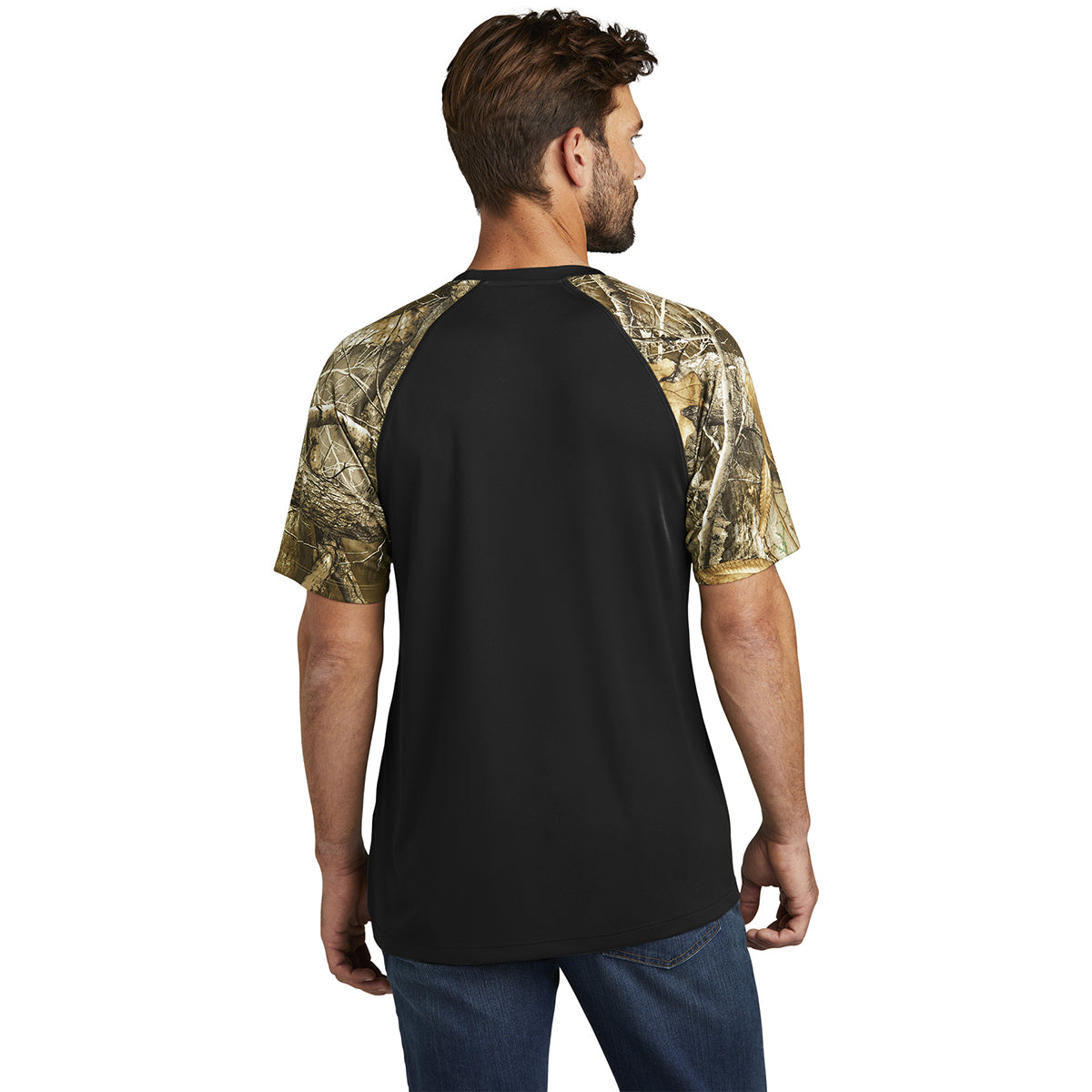 Russell Outdoors Men's Striking Black/Realtree Edge Colorblock Performance Tee