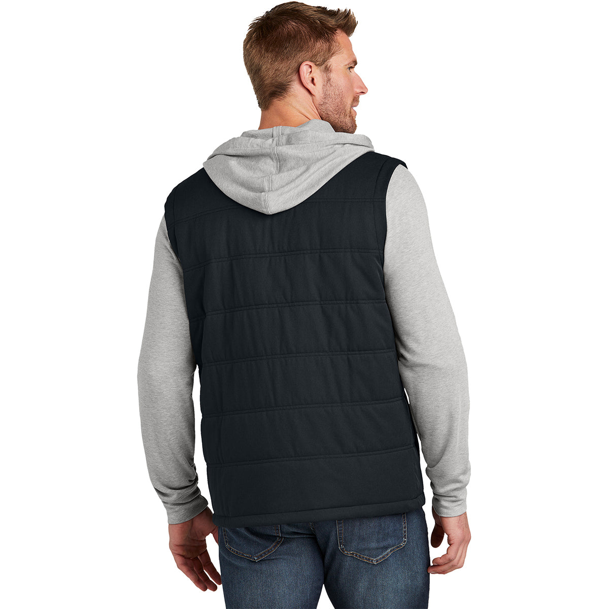 TravisMathew Men's Stunning Black/Grey Heather Tides Up Hooded Jacket