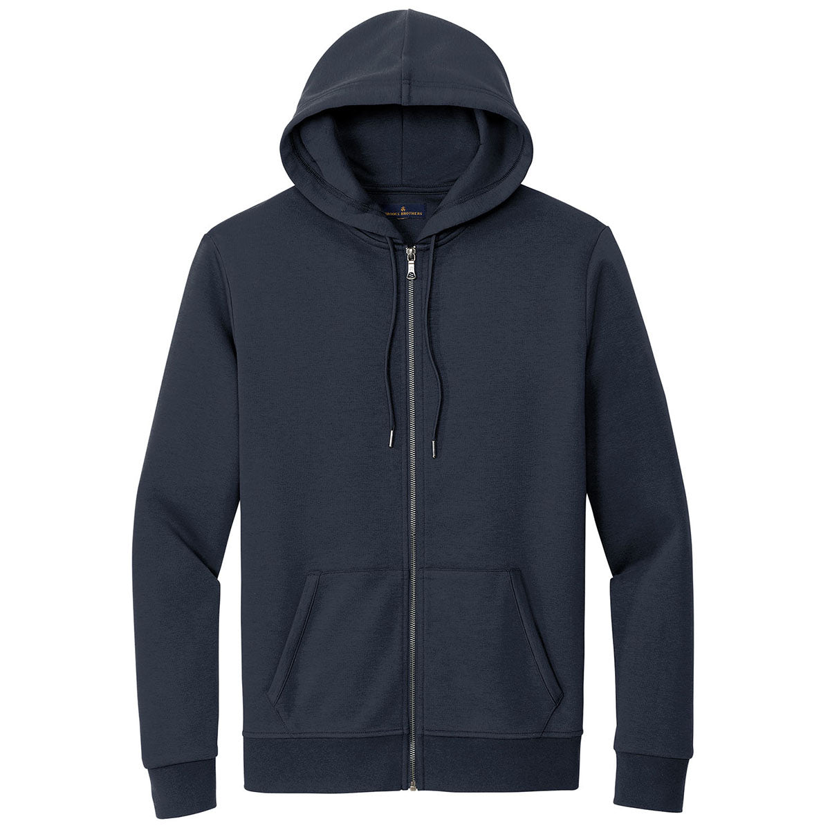 Brooks Brothers Men's Night Navy Double-Knit Full Zip Custom Logo Hoodie - A Comfort Classic!
