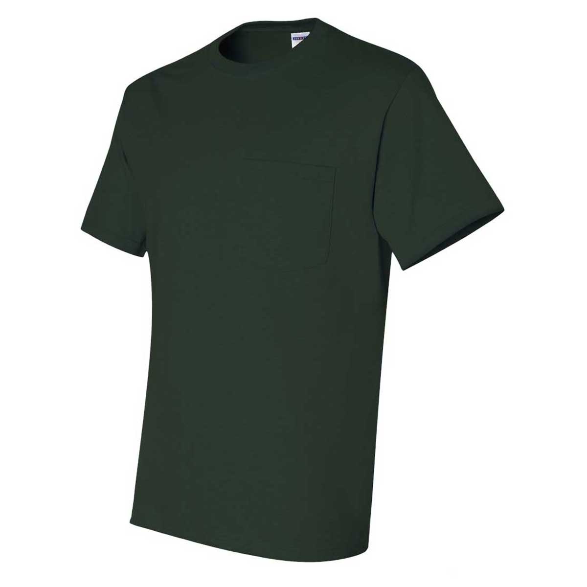 Jerzees Men's Forest Green Dri-Power 50/50 Pocket T-Shirt: Ideal for Active Lifestyles