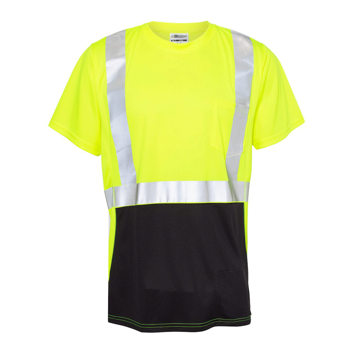 ML Kishigo Men's Lime Class 2 Black Bottom T-Shirt