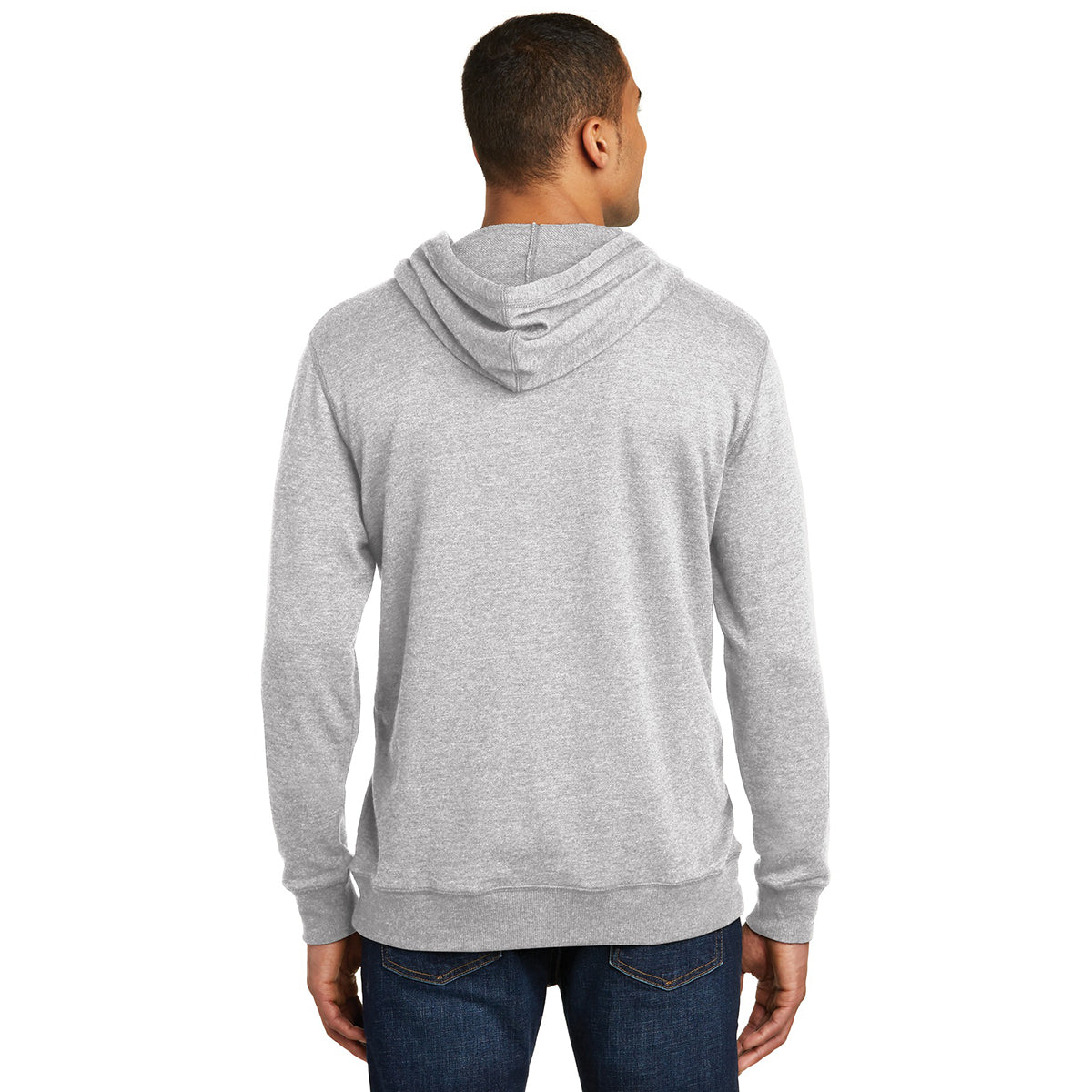 District Men's Stylish Heathered Grey Lightweight Fleece Hoodie - A Must - Have!