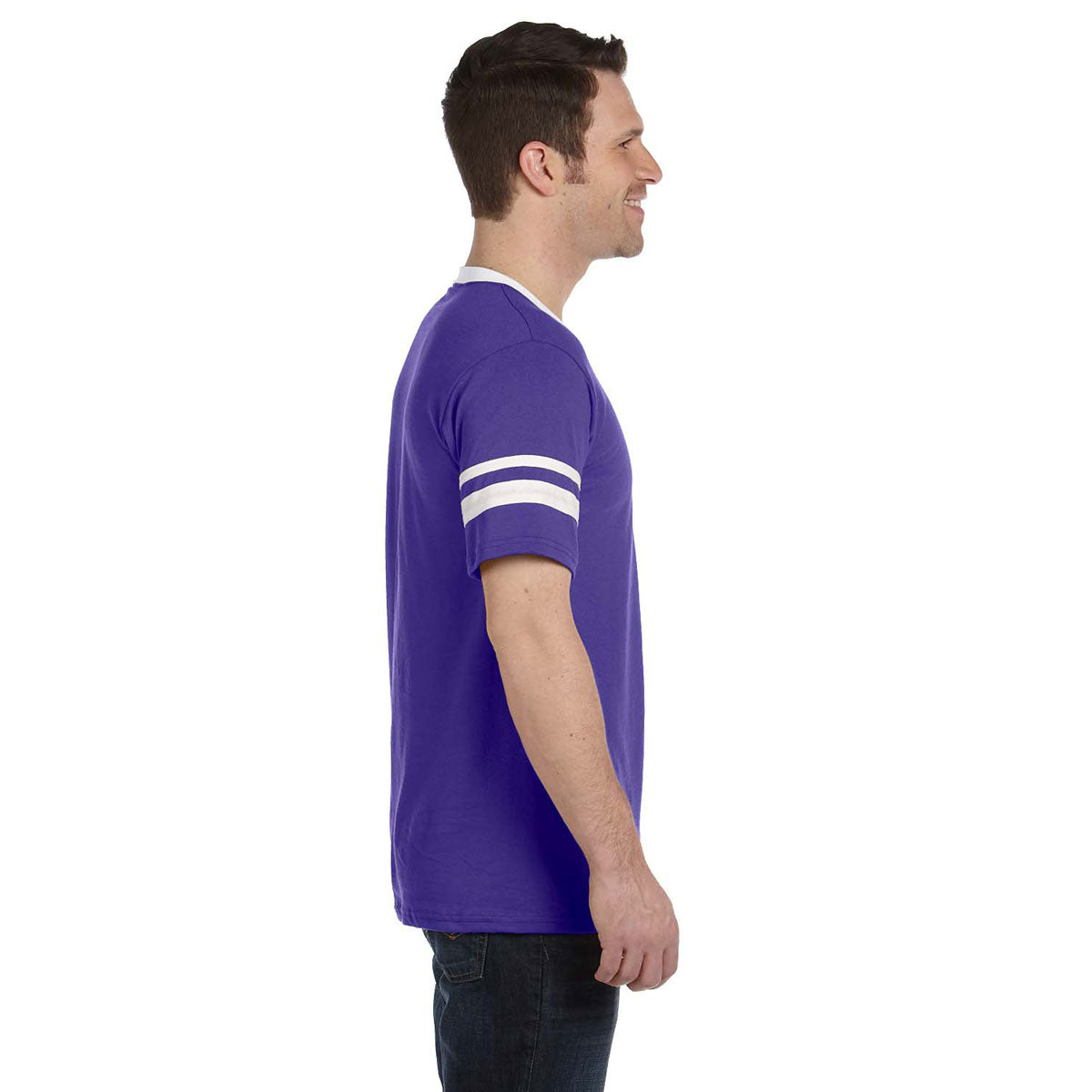 Augusta Sportswear Men's Striking Purple/White Sleeve Stripe Jersey