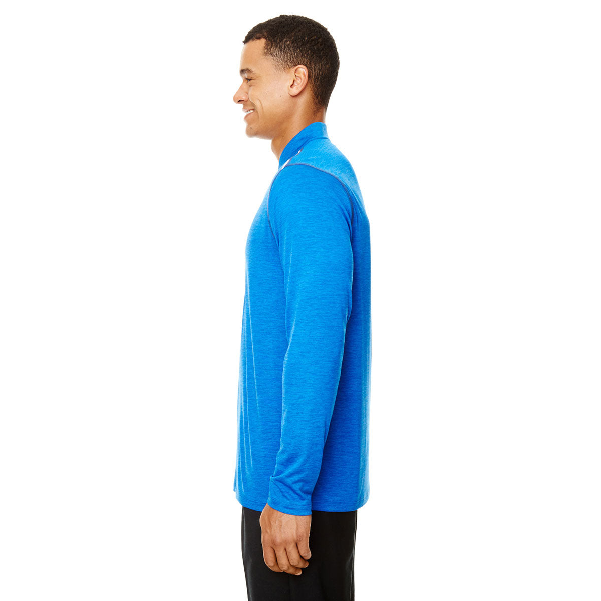 Core 365 Men's True Royal Heather/Carbon Kinetic Performance Quarter Zip - Ideal for Cold-Weather Runs!