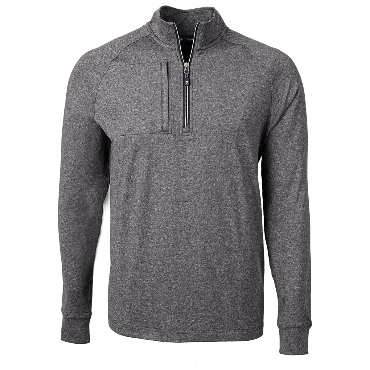 Cutter & Buck Men's Black Heather Adapt Eco Knit Tall Quarter Zip - A Sustainable Outdoor Essential