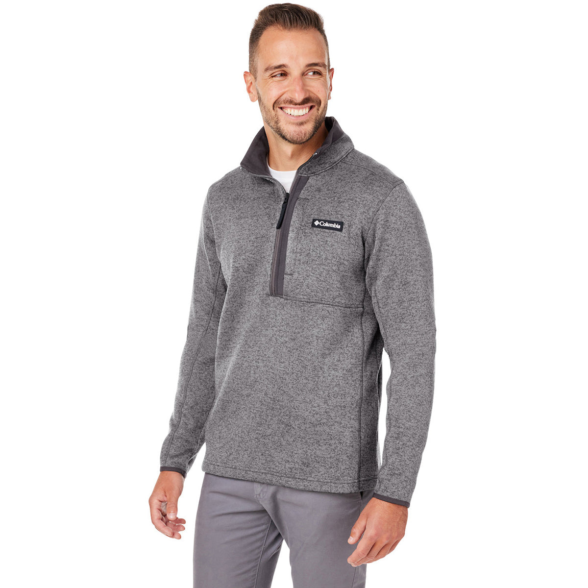Columbia Men's City Grey Heather Sweater Weather 1/2 Zip - Customizable Style
