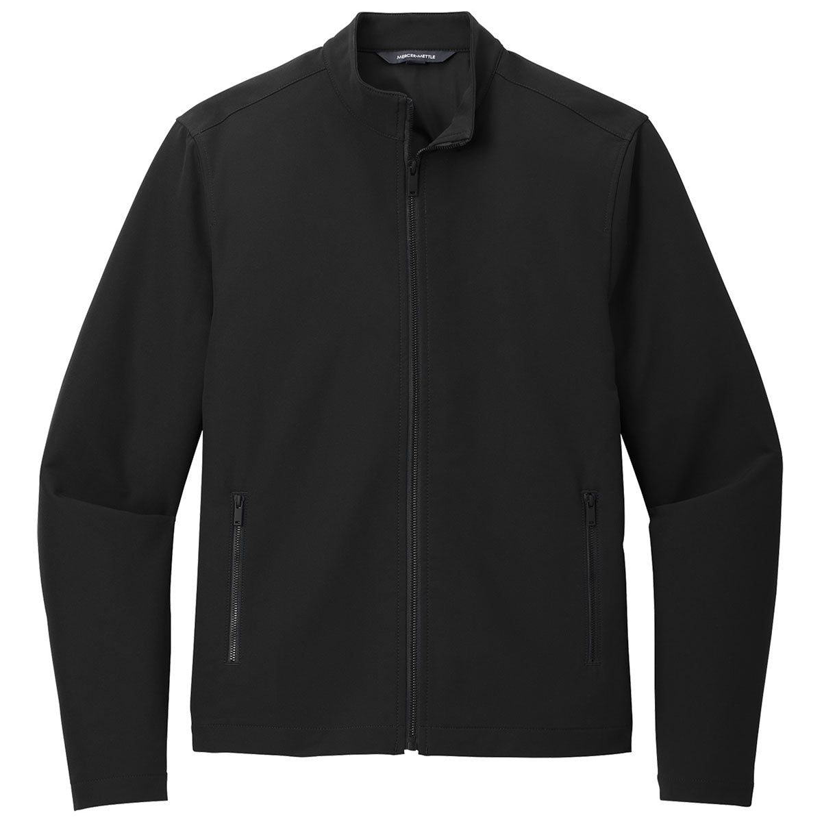 Mercer+Mettle Men's Stunning Deep Black Stretch Soft Shell Jacket