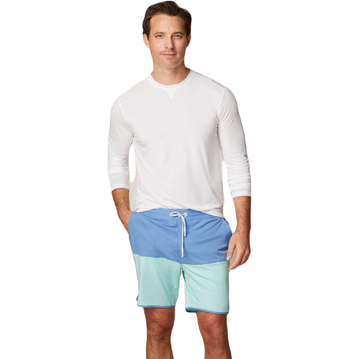 Johnnie-O Men's Premium White Course Performance Long Sleeve T-Shirt