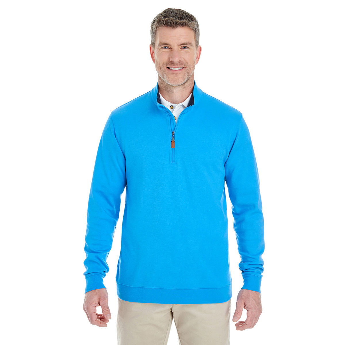 Devon & Jones Men's Stunning Ocean Blue/Navy Drytec 20 Performance Quarter-zip - A Must-Have!