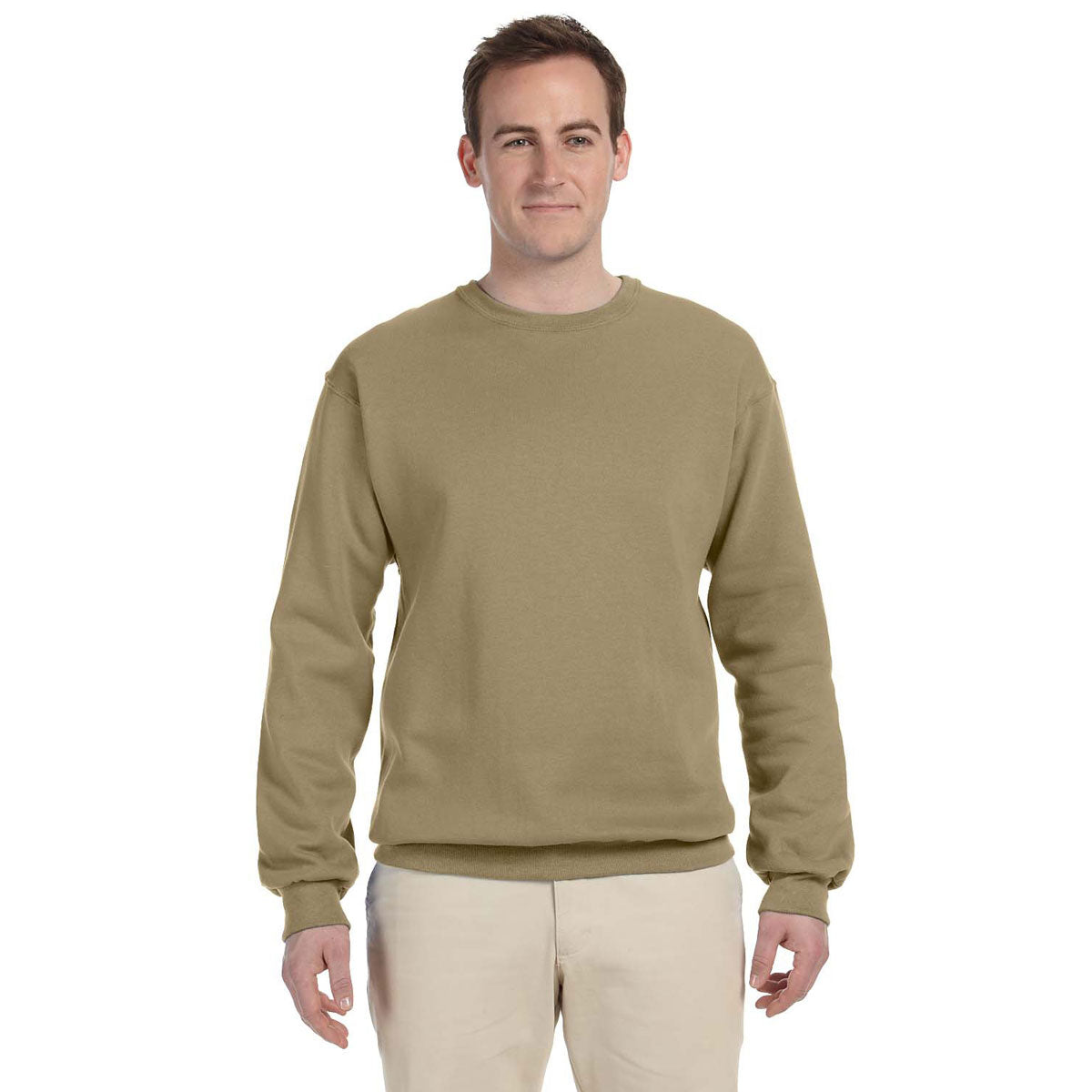 Jerzees Men's Stylish Khaki 8 Oz. Nublend Fleece Crew - A Must-Have!