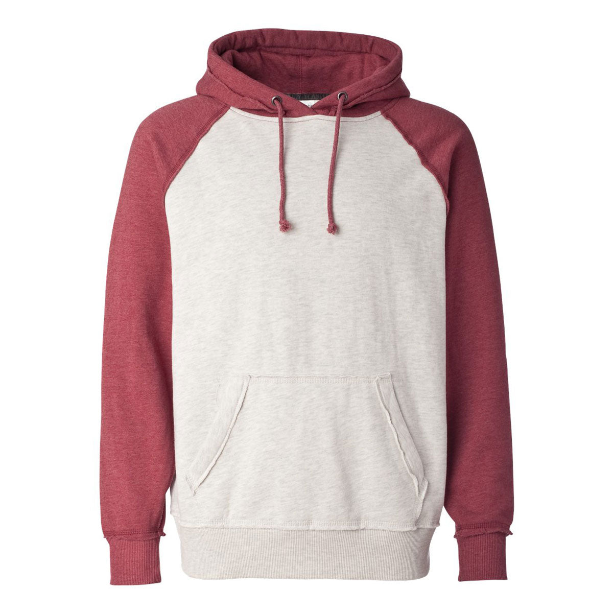 J. America Men's Stylish Vintage Heather Hooded Sweatshirt in Oatmeal/Simply Red