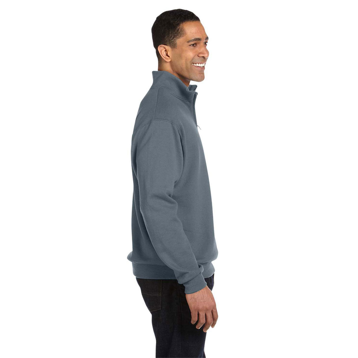 Jerzees Men's Charcoal Grey 8 Oz. Nublend Quarter-Zip Cadet Collar Sweatshirt - Ideal for Brand Promotion