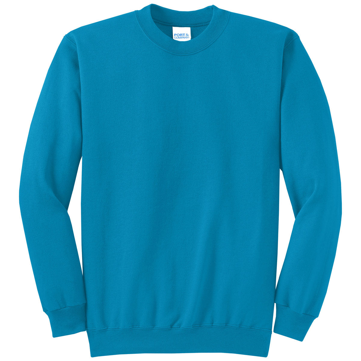 Port & Company Men's Stunning Neon Blue Core Fleece Crewneck Sweatshirt - Grab Yours Now!