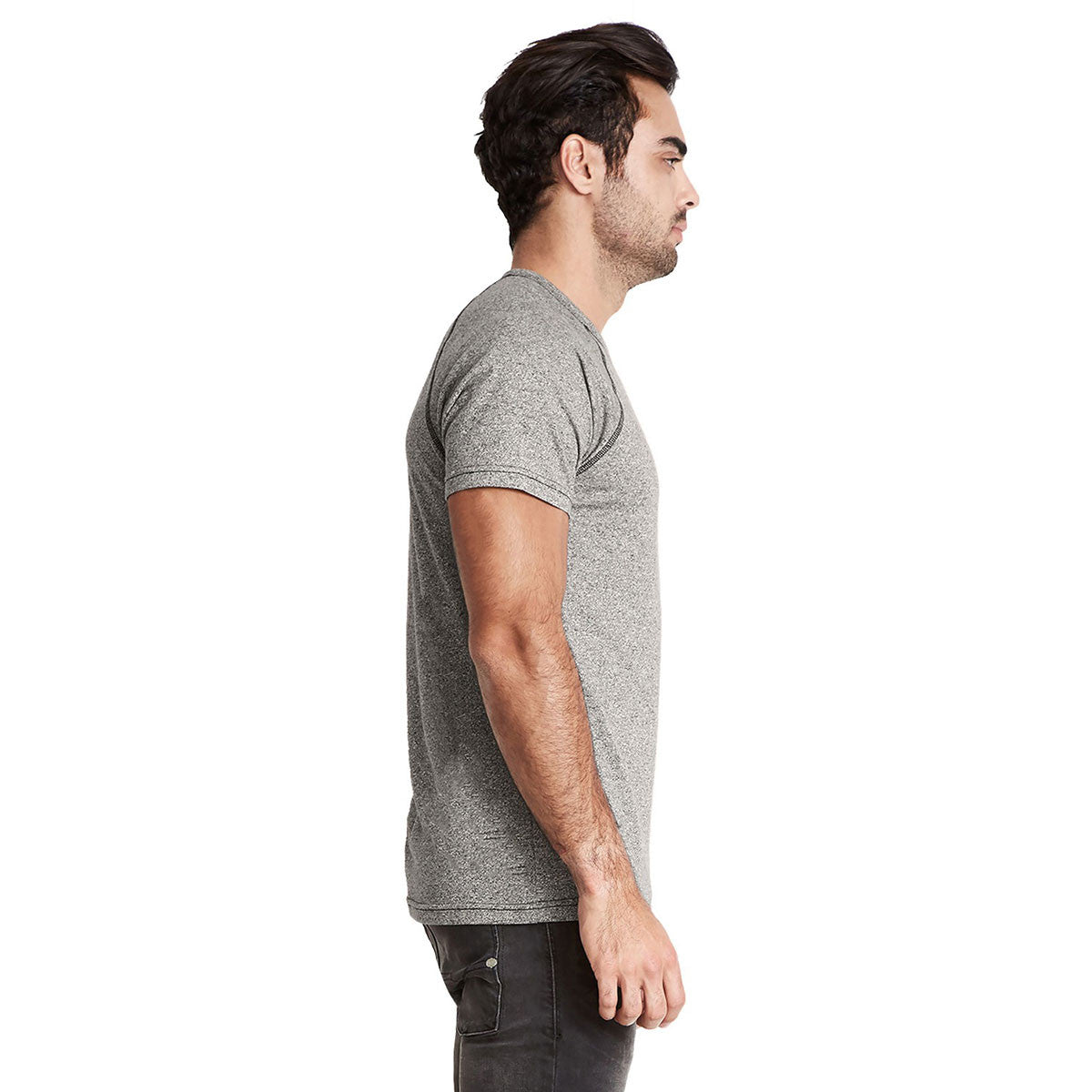 Next Level Men's Stunning Heather Grey Mock Twist Short-Sleeve Raglan T-Shirt