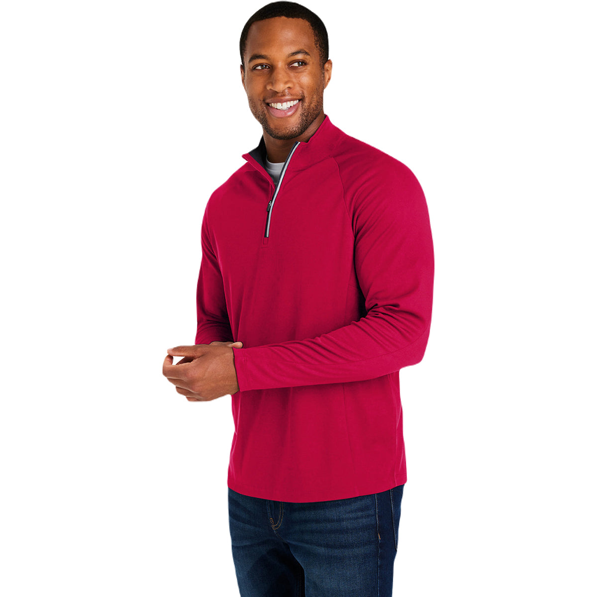 Core 365 Men's Stunning Red/Carbon Origin Performance Pique Quarter Zip - A Must - Have for Men!