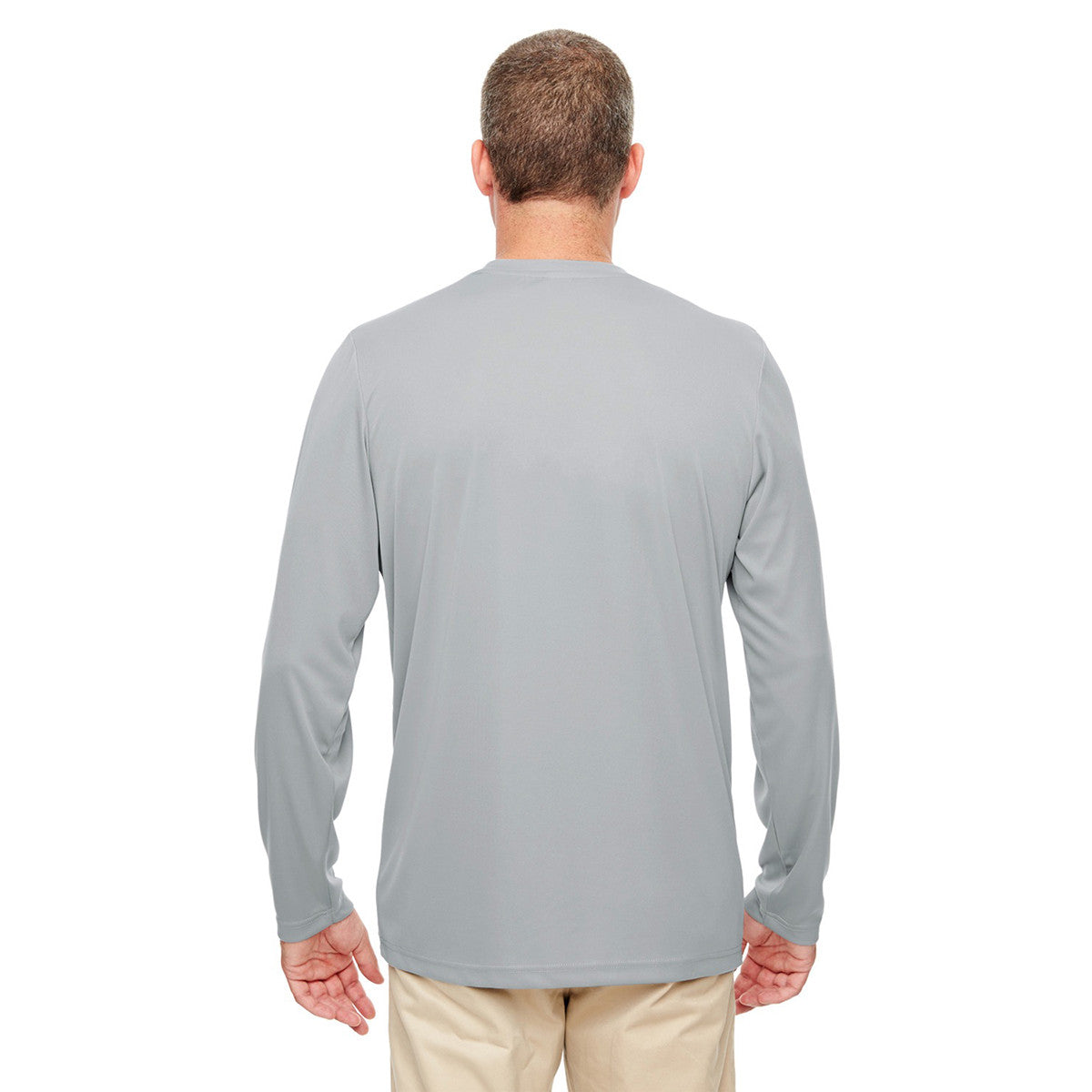 UltraClub Men's Grey Cool & Dry Long-Sleeve Performance Top - A Must-Have for Active Men