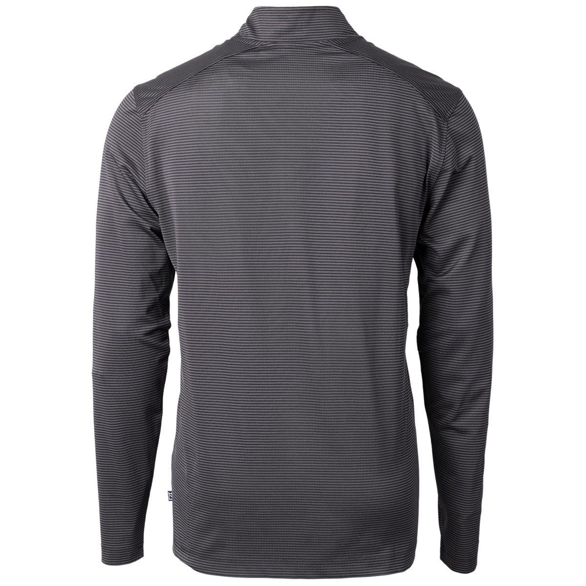 Cutter & Buck Men's Stylish Black/Elemental Grey Virtue Eco Pique Micro Strip Recycled Quarter Zip