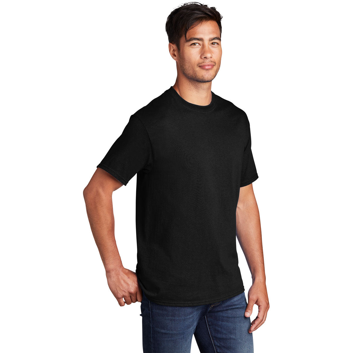 Port & Company Men's Jet Black Core Cotton DTG Tee - Ultimate Comfort Tees