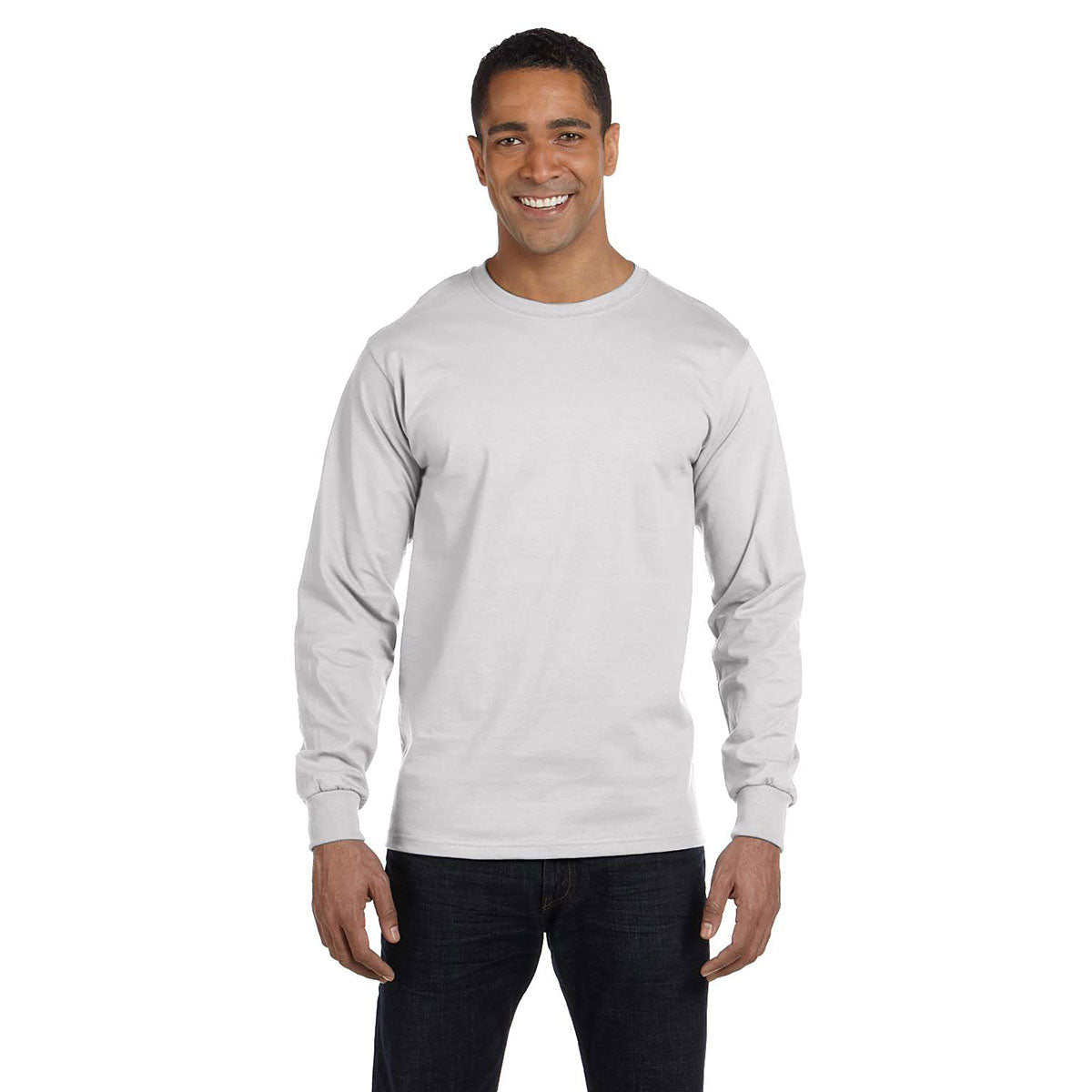 Hanes Men's Stunning Ash 6.1 oz Long-Sleeve Beefy-T