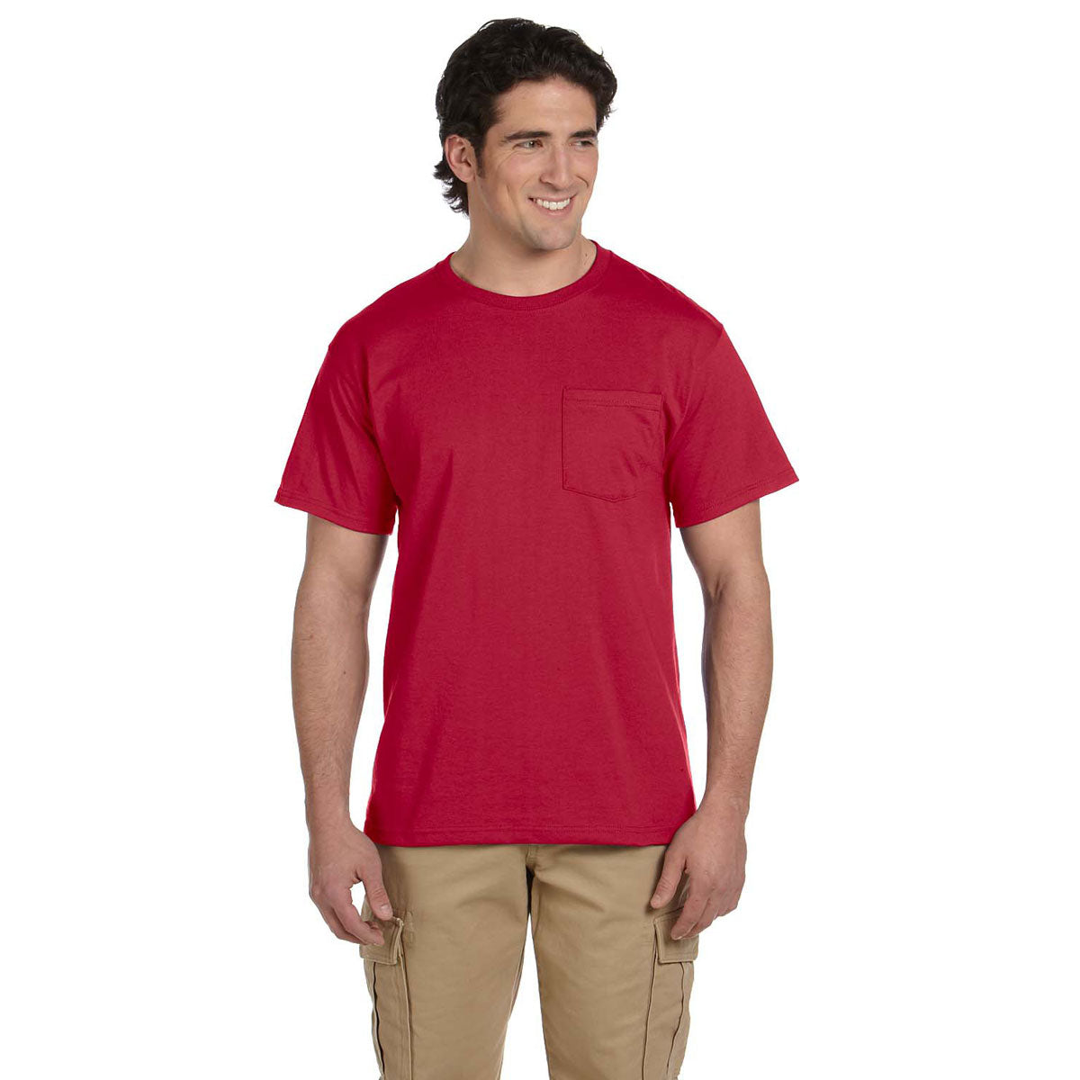 Jerzees Men's True Red Dri-Power Active Pocket T-Shirt: Ideal for Casual Style
