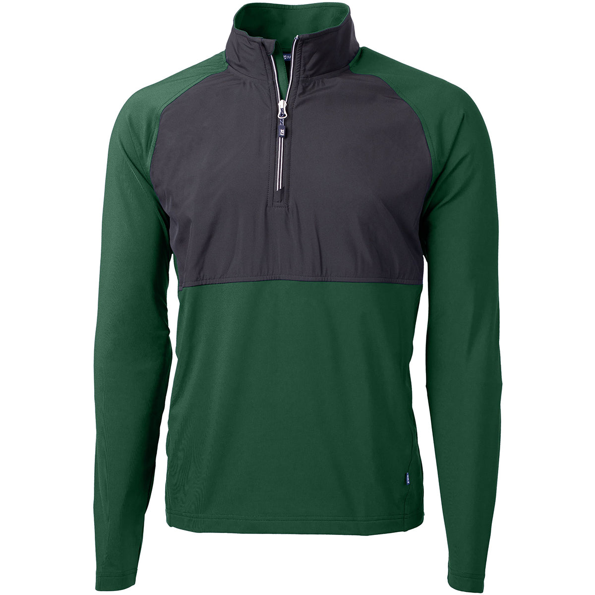 Cutter & Buck Men's Hunter/Black Adapt Eco Knit Hybrid Recycled Quarter Zip - Stay Active in Style!