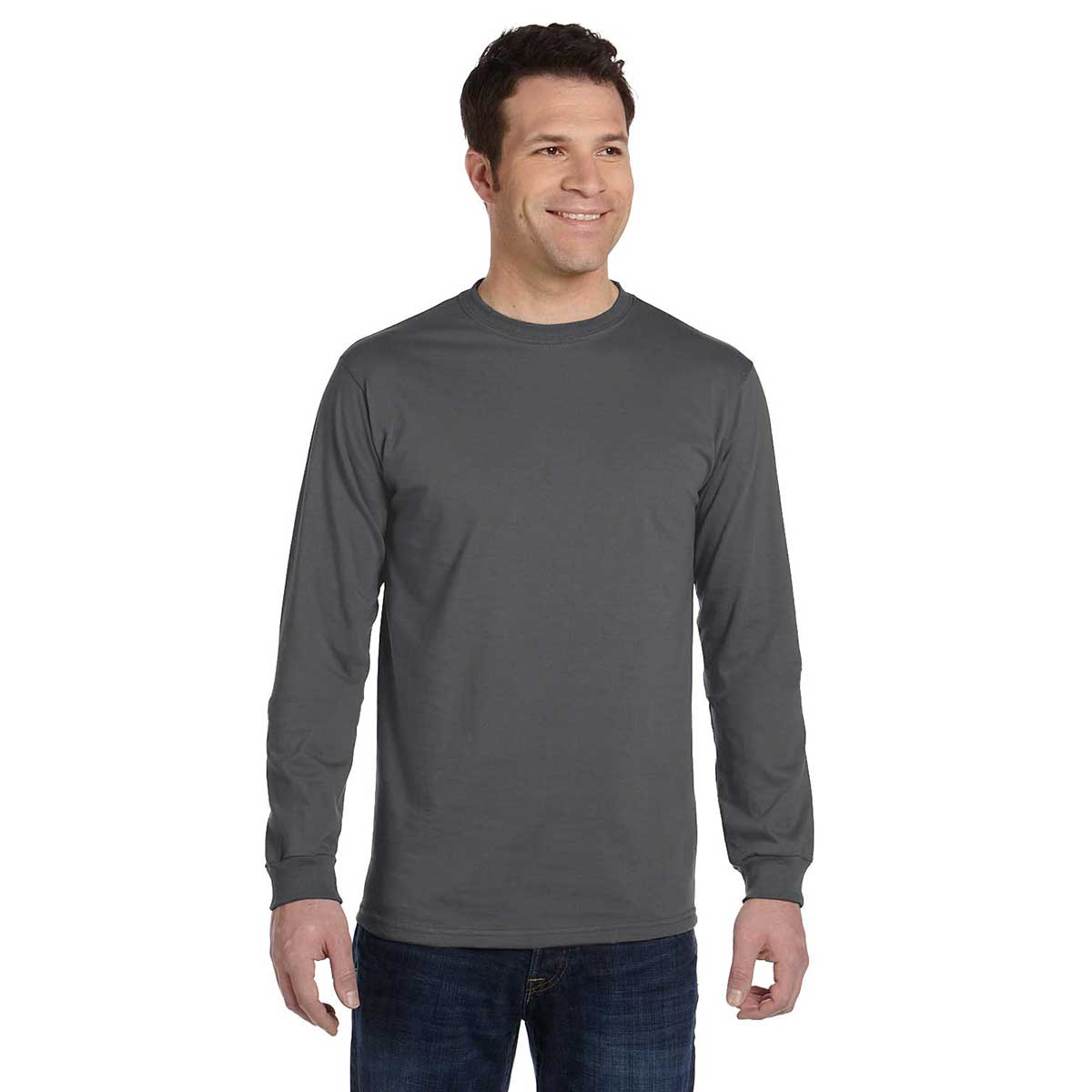 Econscious Men's Charcoal Organic Cotton Long-Sleeve Classic T-Shirt - Ideal for Corporate Gifting