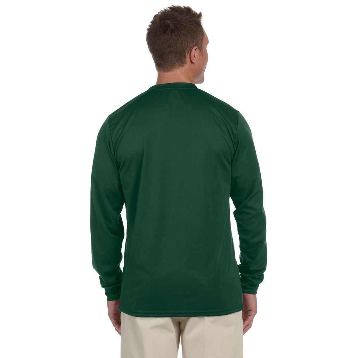 Augusta Sportswear Men's Dark Green Wicking Long-Sleeve T-Shirt - A Must-Have for Comfort!