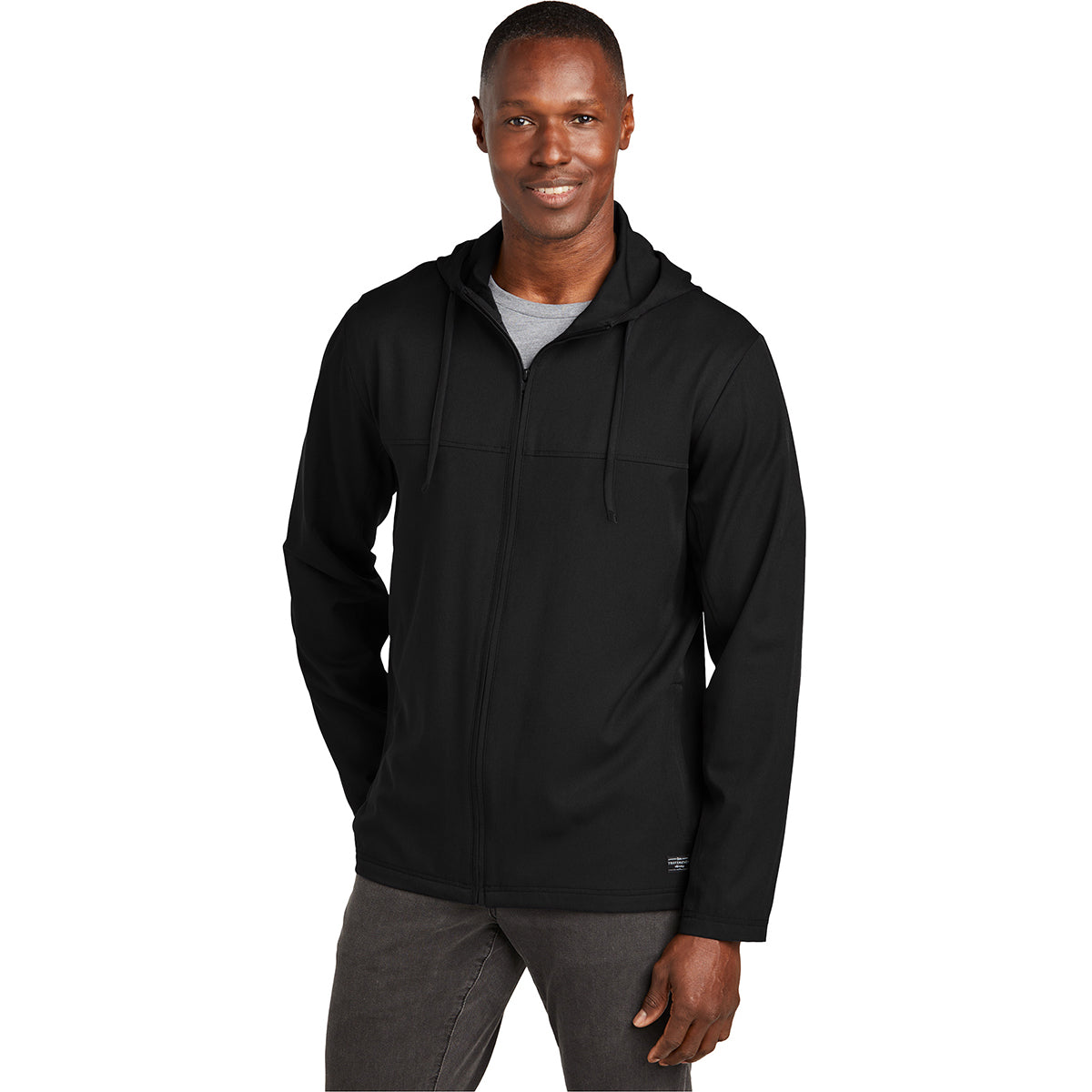 TravisMathew Men's Stylish Black Balboa Hooded Full-Zip Jacket