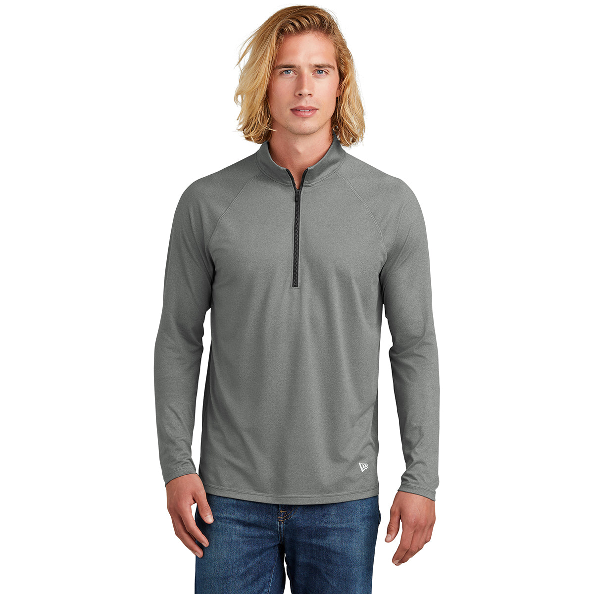 New Era Men's Shadow Grey Heather Power Half Zip - The Ultimate Customizable Activewear