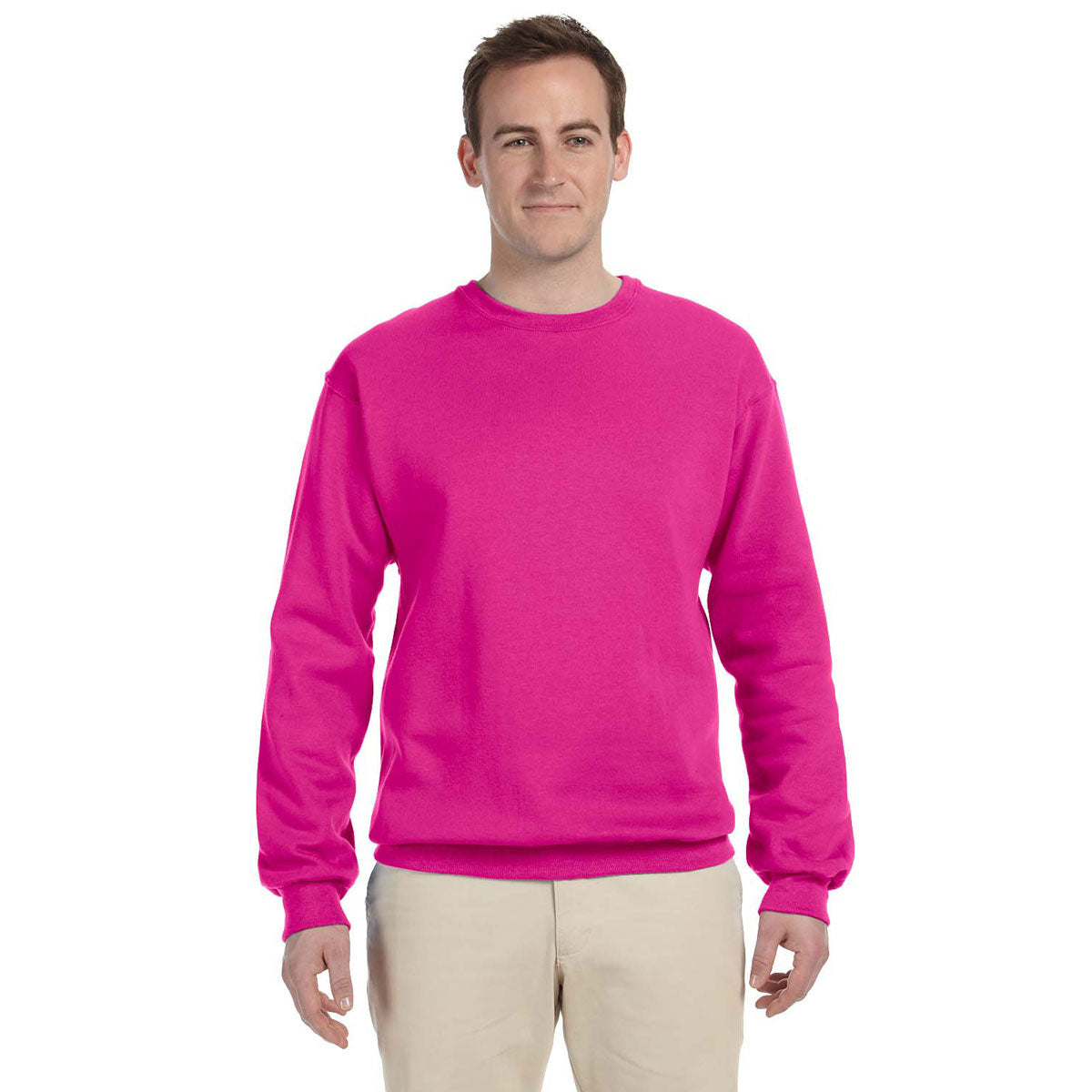 Jerzees Men's Stylish Cyber Pink 8 Oz. Nublend Fleece Crew