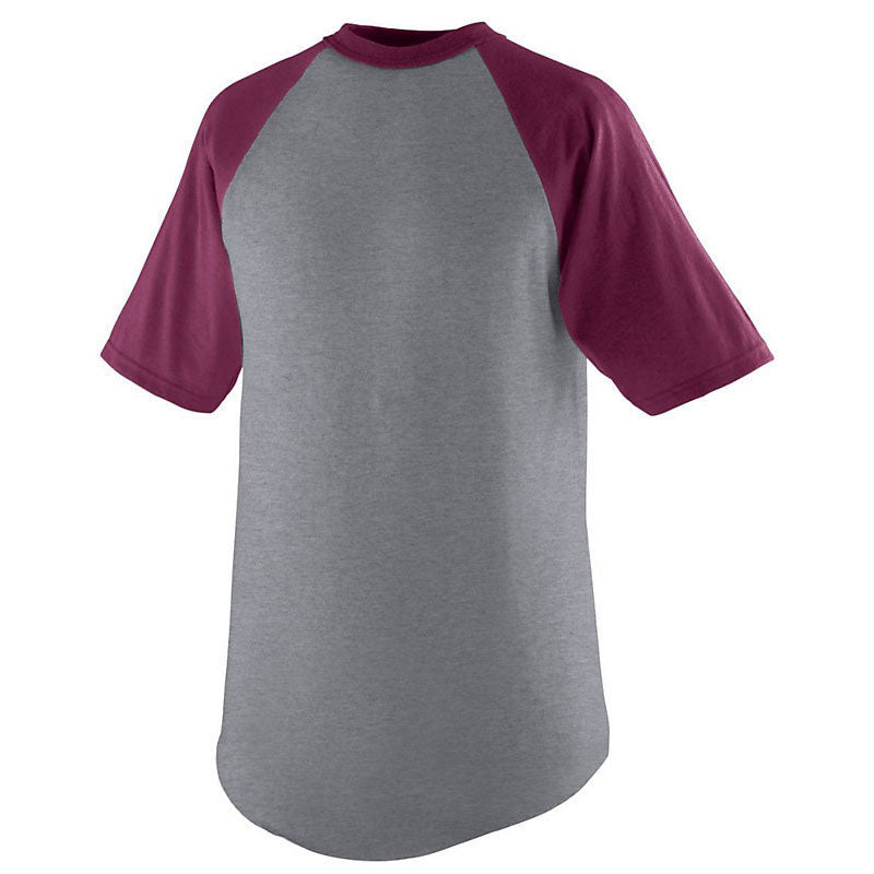 Augusta Sportswear Men's Athletic Short-Sleeve Baseball Jersey in Heather/Maroon - A Must-Have!