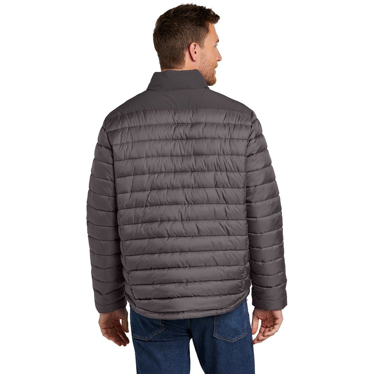 Port Authority Men's Horizon Puffy Jacket in Deep Smoke/Grey Smoke