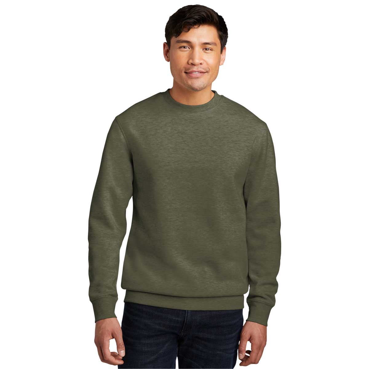 District Men's Olive Heathered V.I.T. Fleece Crew - A Must-Have!