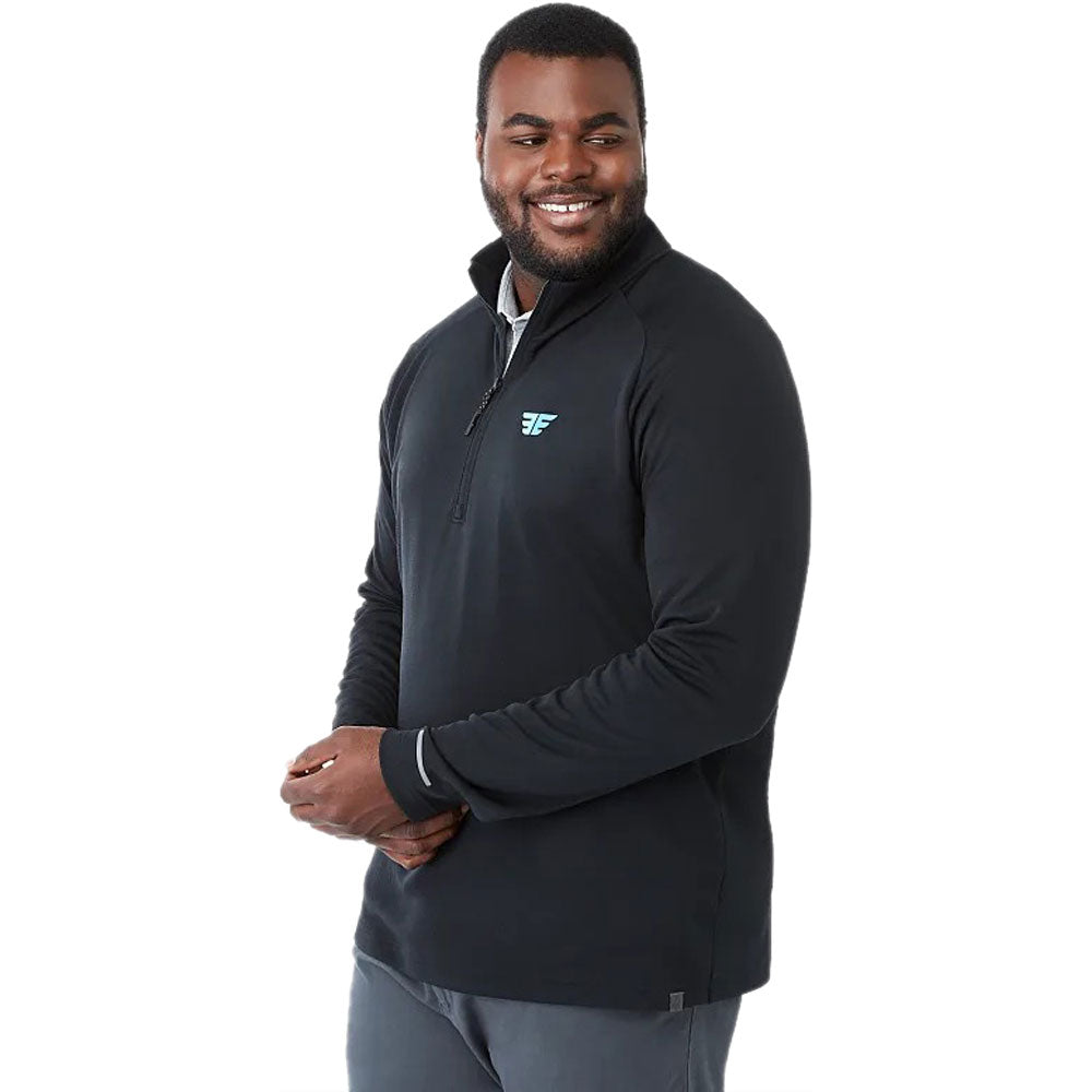 Elevate Men's Stylish Black Asgard Eco-Friendly Knit Quarter Zip - A Must-Have!
