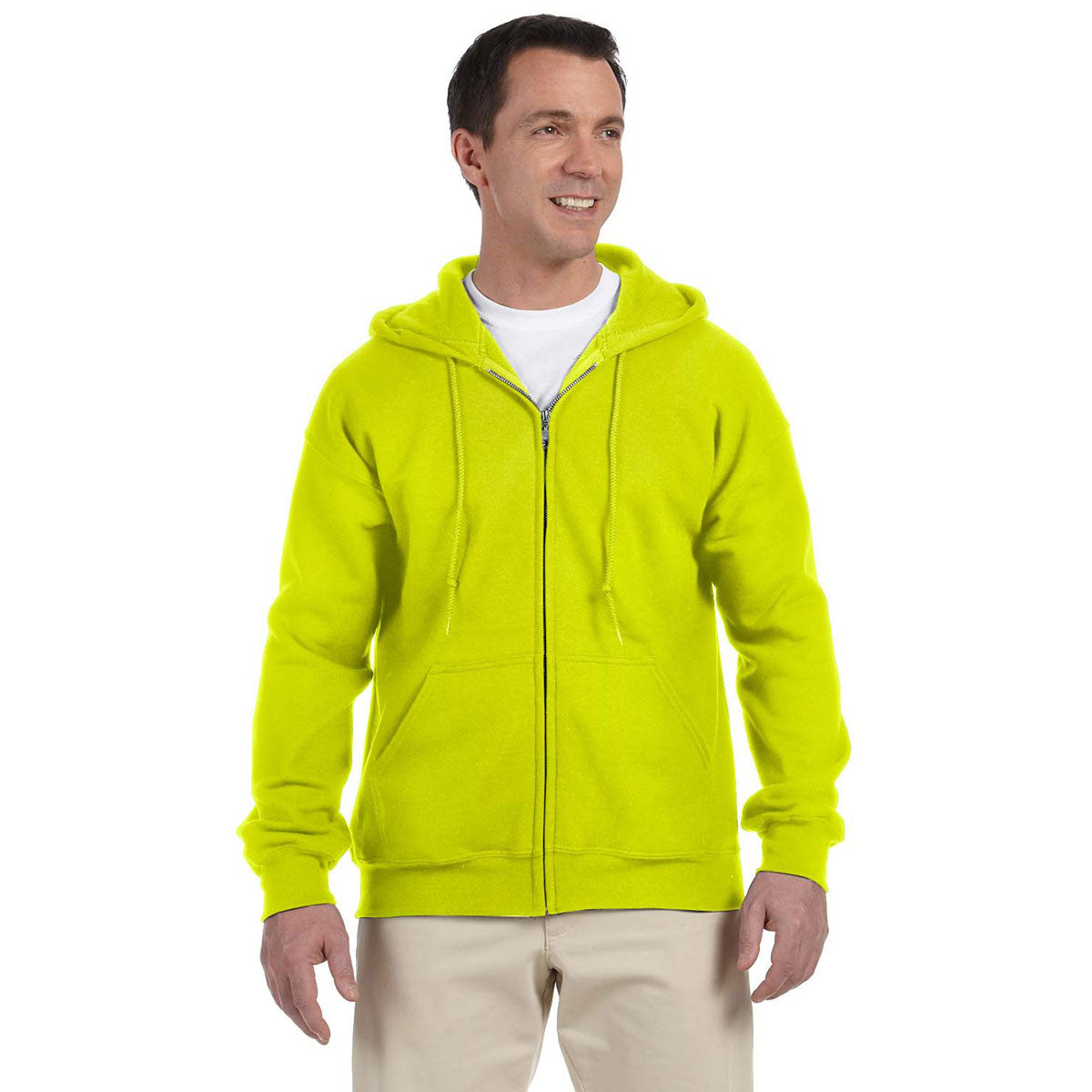 Gildan Unisex Safety Green 9 oz. 50/50 DryBlend Full Zip Hoodie - A Versatile Wardrobe Essential