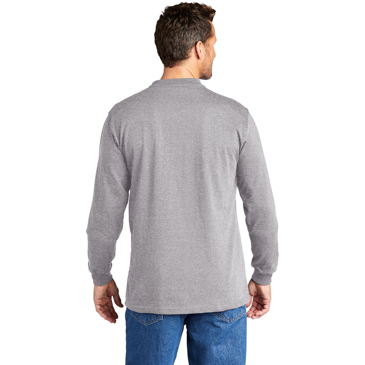 Carhartt Men's Stunning Heather Grey Long Sleeve Henley T-Shirt - Grab Yours Now!