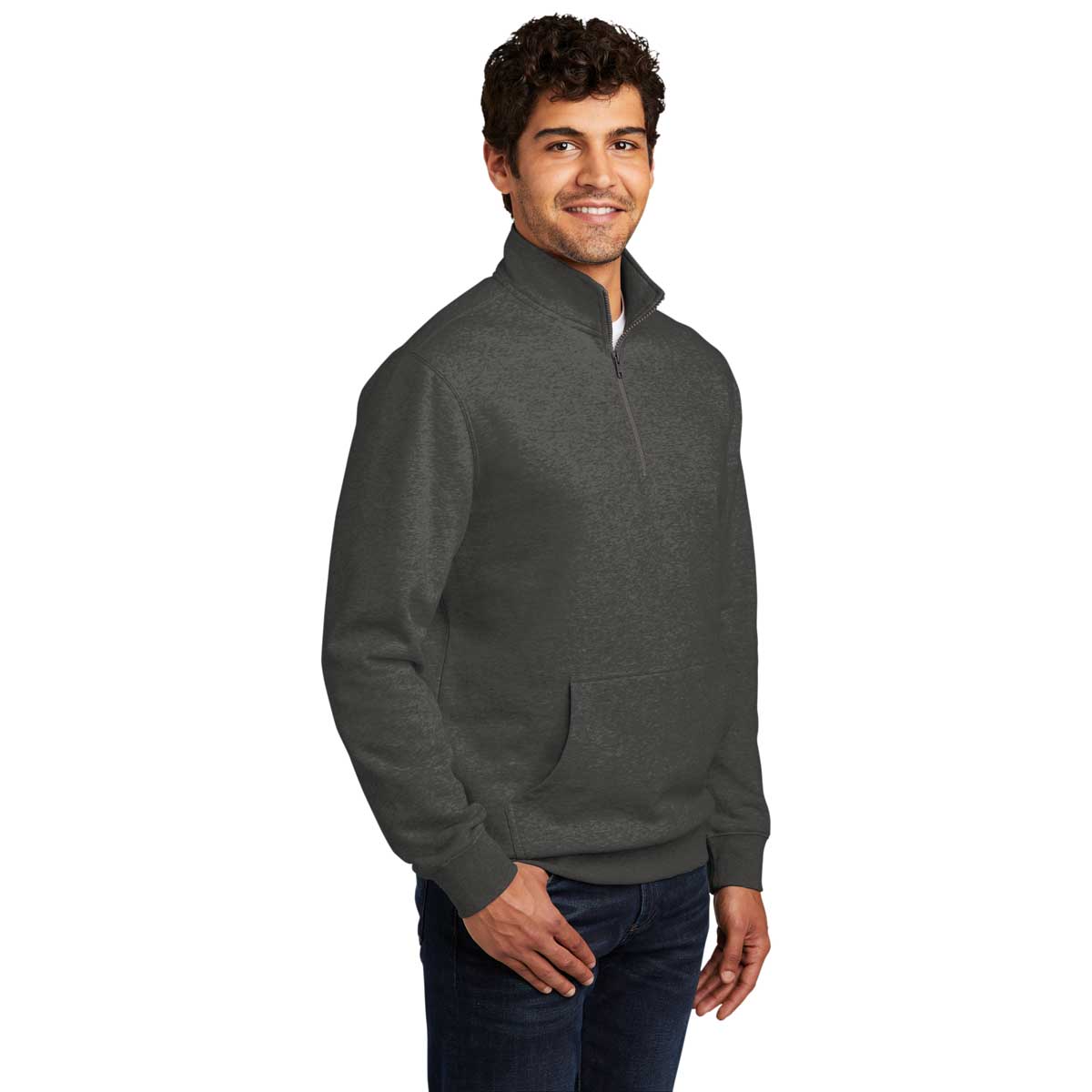 District Men's Charcoal Heathered V.I.T. Fleece Quarter-Zip: A Stylish Essential