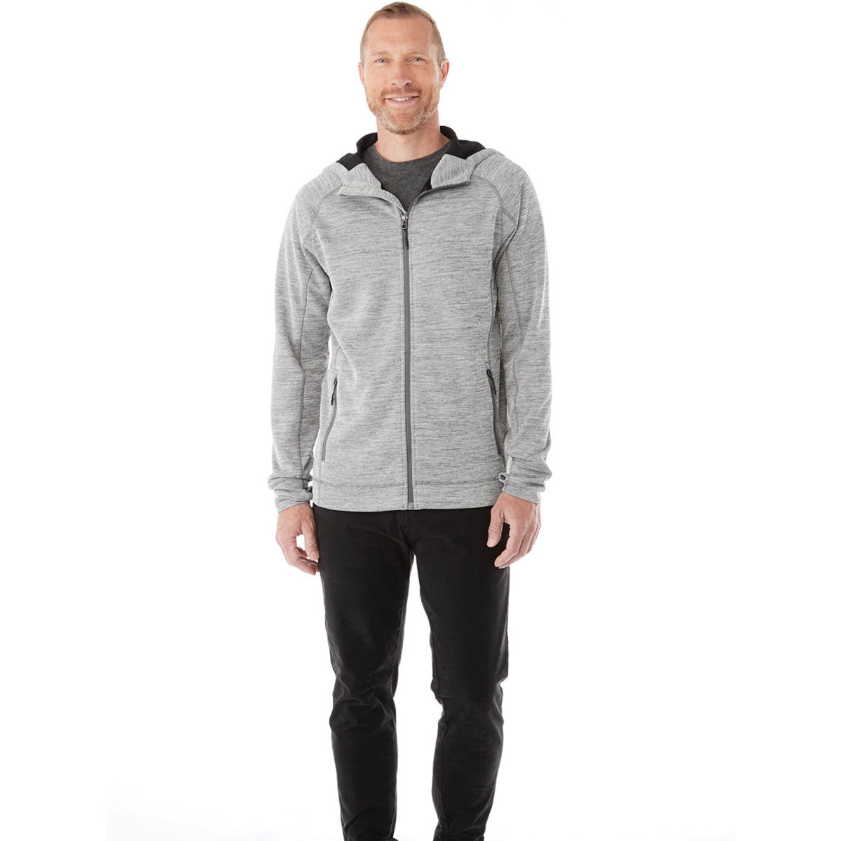 Elevate Men's Stylish Heather Charcoal Odell Knit Zip Hoody