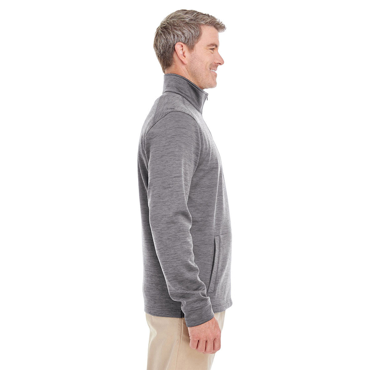 Devon & Jones Men's Stunning Dark Grey Heather Newbury Melange Fleece Quarter-zip - Grab Yours Now!