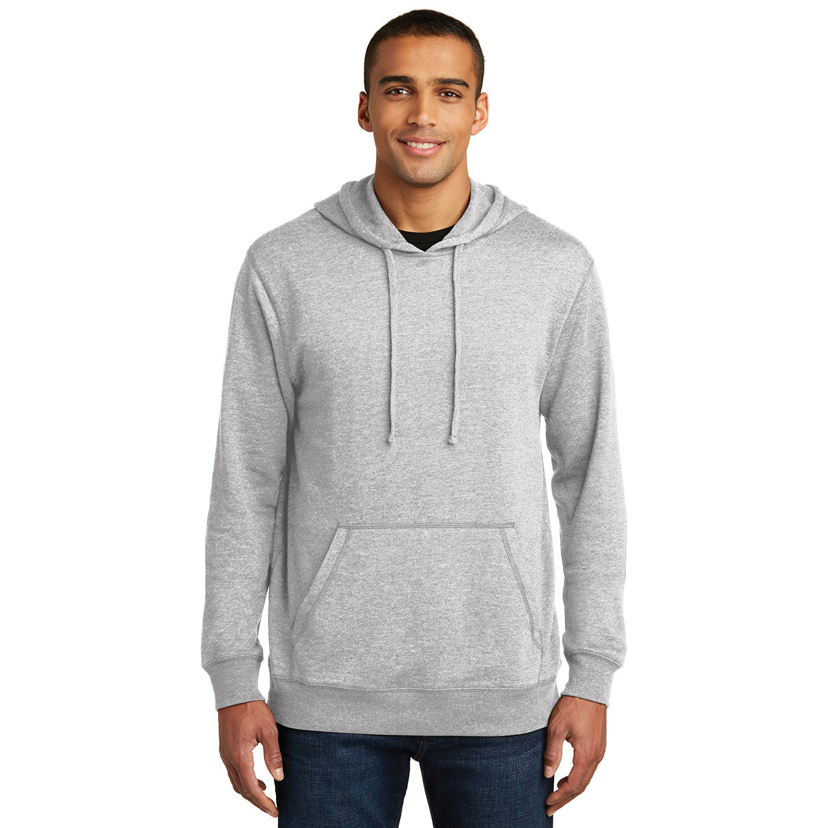 District Men's Stylish Heathered Grey Lightweight Fleece Hoodie - A Must - Have!