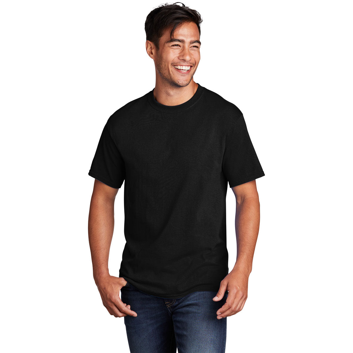 Port & Company Men's Jet Black Core Cotton DTG Tee - Ultimate Comfort Tees