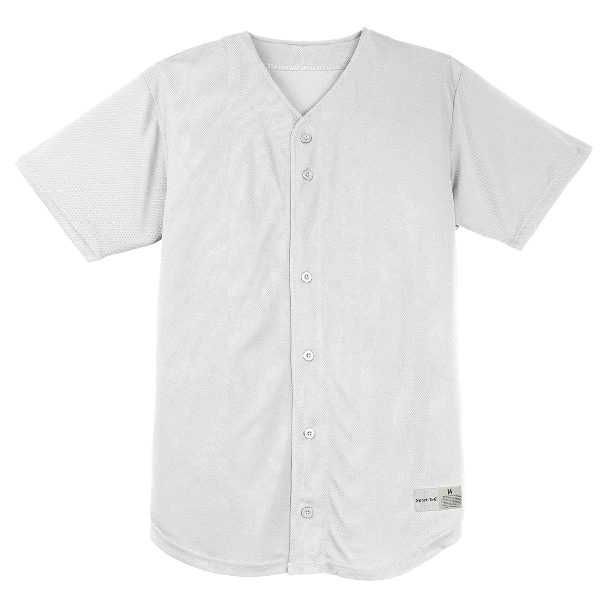 Sport-Tek Men's Stunning White PosiCharge Tough Mesh Full-Button Jersey - A Must-Have!