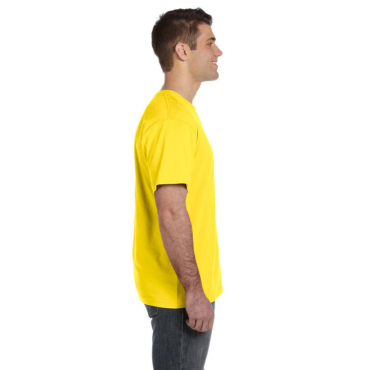 LAT Men's Vibrant Yellow Fine Jersey T-Shirt - Ideal for Brand Promotion